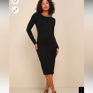 NWT Va Va Voom Black Backless Long Sleeve Midi Dress
